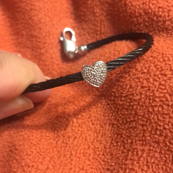 Genuine Diamond Heart .925 sterling silver cable bracelet